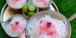 طرز تهیه فالوده شیرازی با نشاسته در منزل با شربت مخصوص