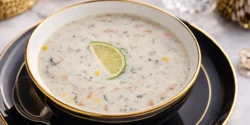 طرز تهیه سوپ شیر خوشمزه و مجلسی با جو پرک و خامه + نکات مهم