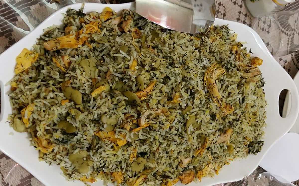 طرز تهیه باقالی پلو با مرغ ریش ریش