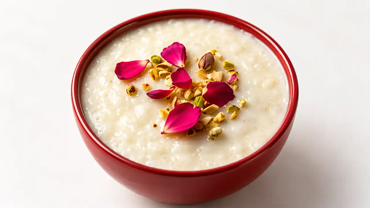طرز تهیه فرنی با آرد برنج و نشاسته؛ ساده و بدون گلوله