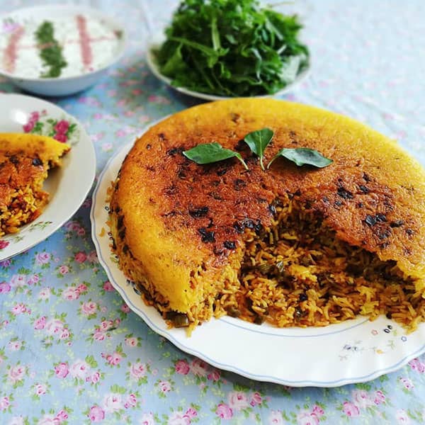 طرز تهیه ته چین لوبیا پلو
