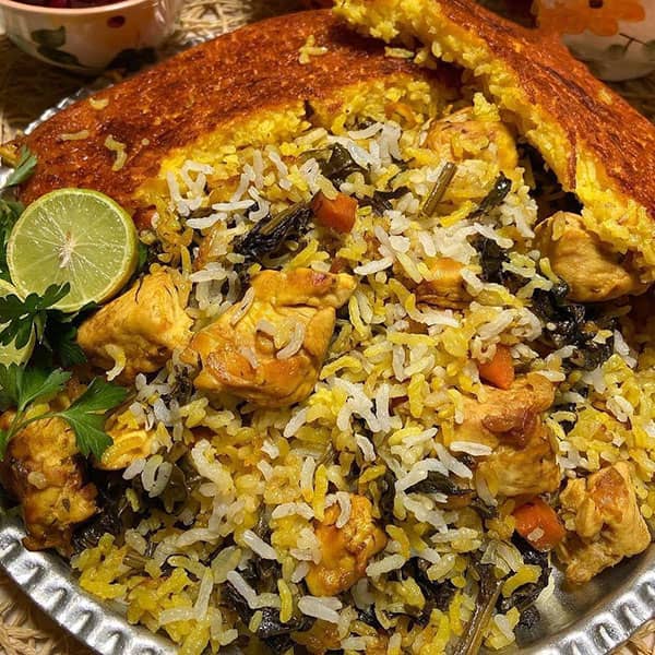 طرز تهیه اسفناج پلو با مرغ