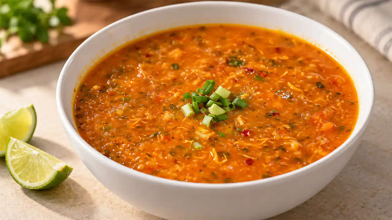 سوپ جو پرک با مرغ و رب؛ خوش رنگ و آماده در یک ساعت