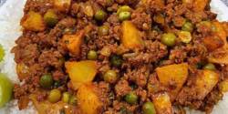 طرز تهیه خوراک نخود فرنگی هندی با گوشت چرخ کرده
