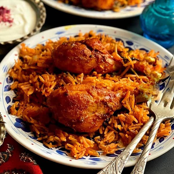 طرز تهیه پلو گوجه با مرغ بریان