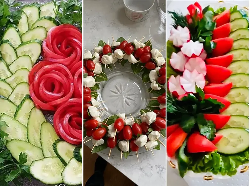 ایده جدید برای تزیین خیار و گوجه
