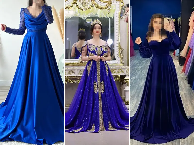 پیراهن آبی مجلسی پرنسسی