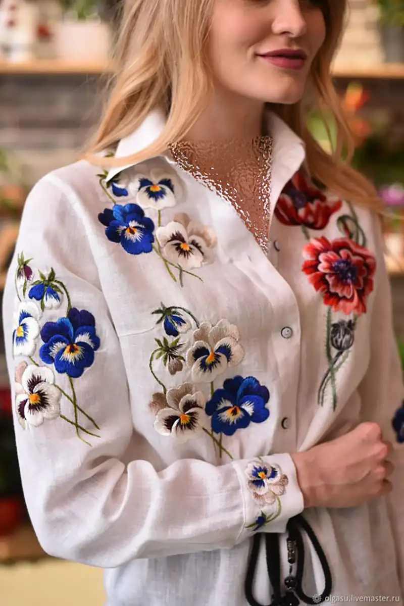شومیز سفید ترک گلدوزی شده