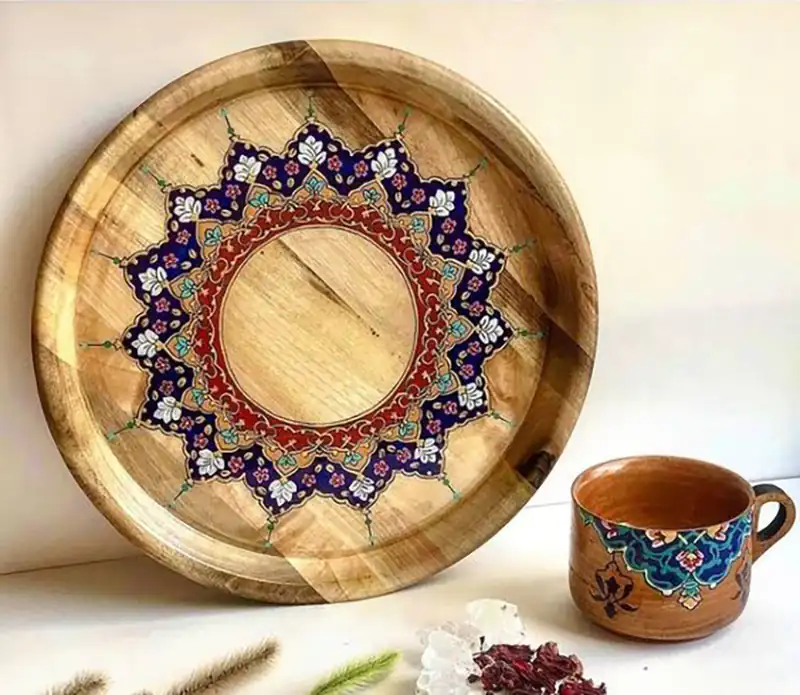سینی چوبی باطرح تذهیب