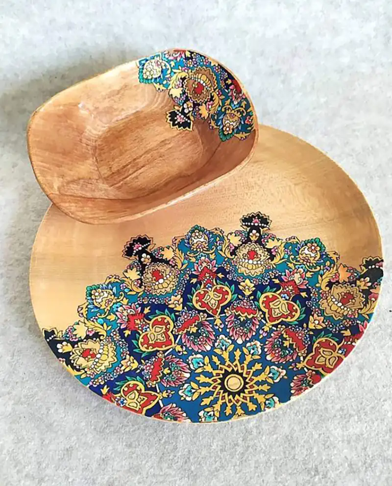 سینی چوبی باطرح تذهیب