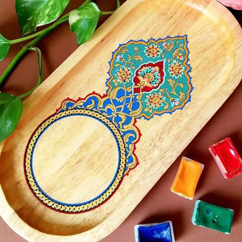 سینی چوبی باطرح تذهیب