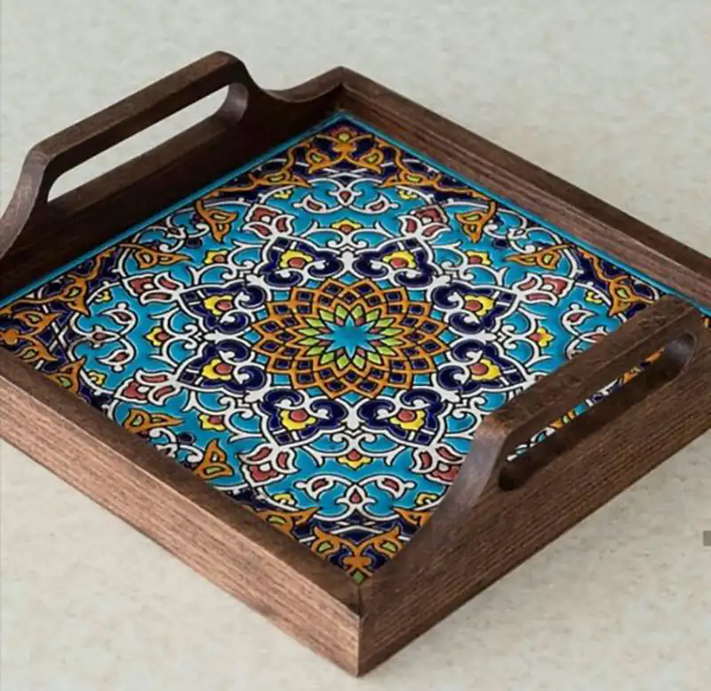 سینی چوبی باطرح تذهیب