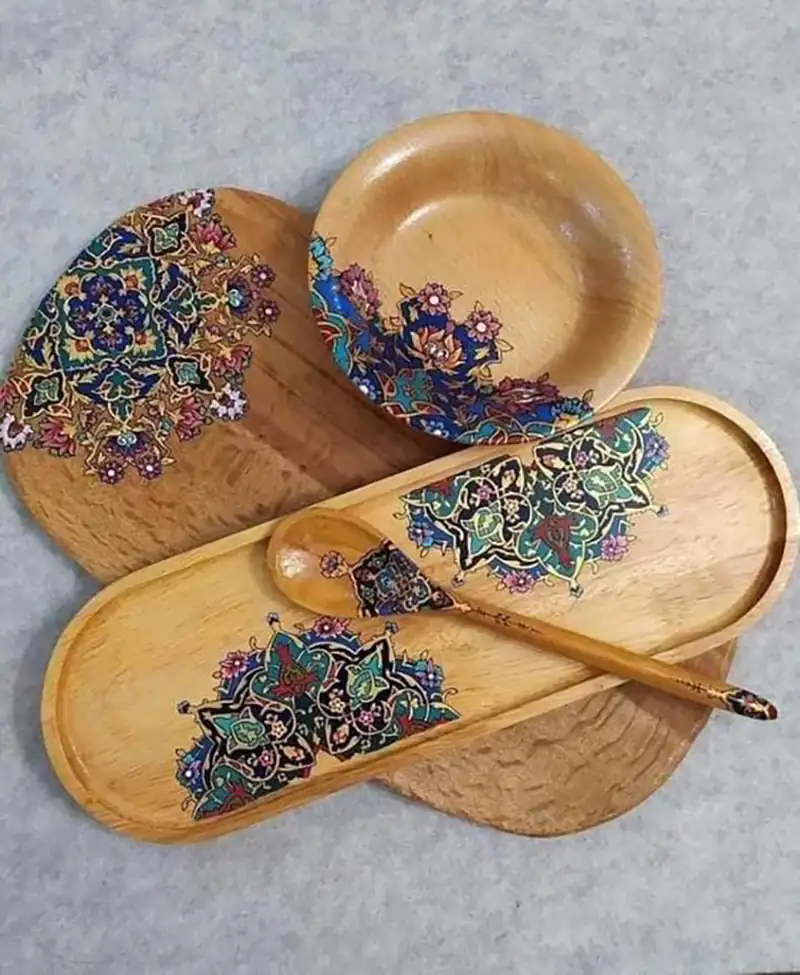 سینی چوبی باطرح تذهیب