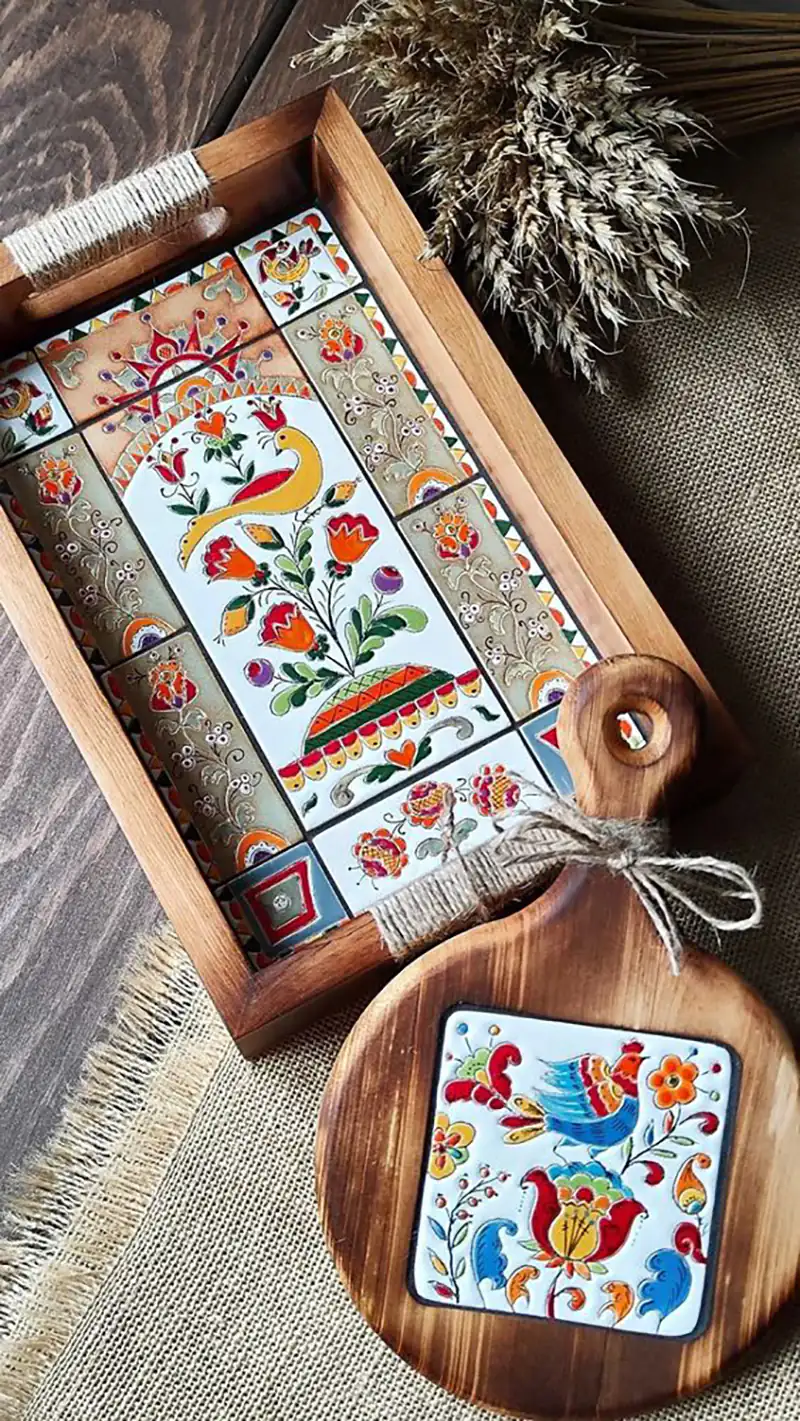 سینی چوبی باطرح تذهیب