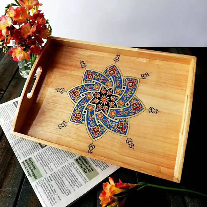 سینی چوبی باطرح تذهیب