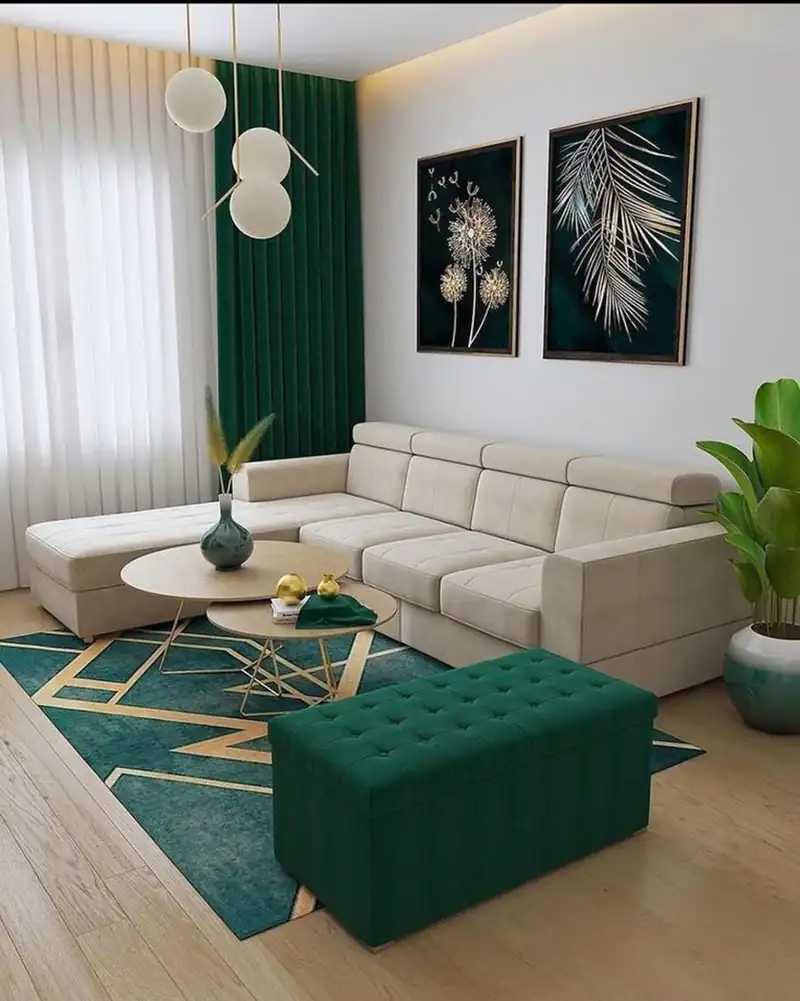 دیزاین منزل با رنگ سبز لاکچری
