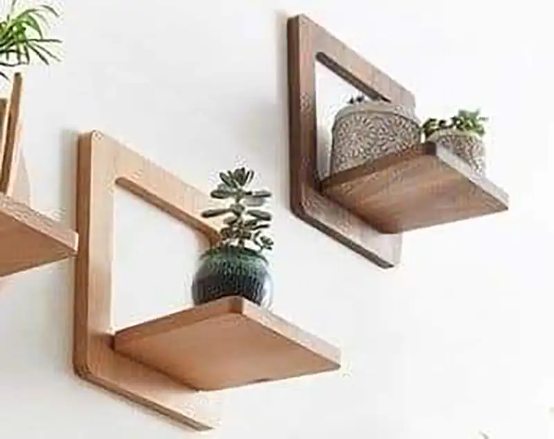 مدل شلف چوبی برای گلدان