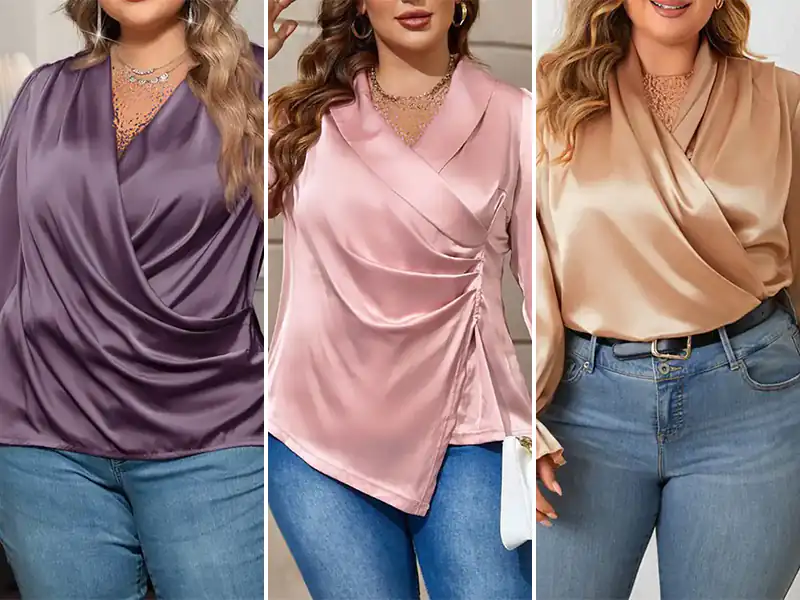 مدل شومیز ساتن زنانه برای افراد تپل