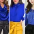 شومیز با رنگ آبی کاربنی بسیار شیک؛ مدل‌هایی که هیچ جایی ندیدی