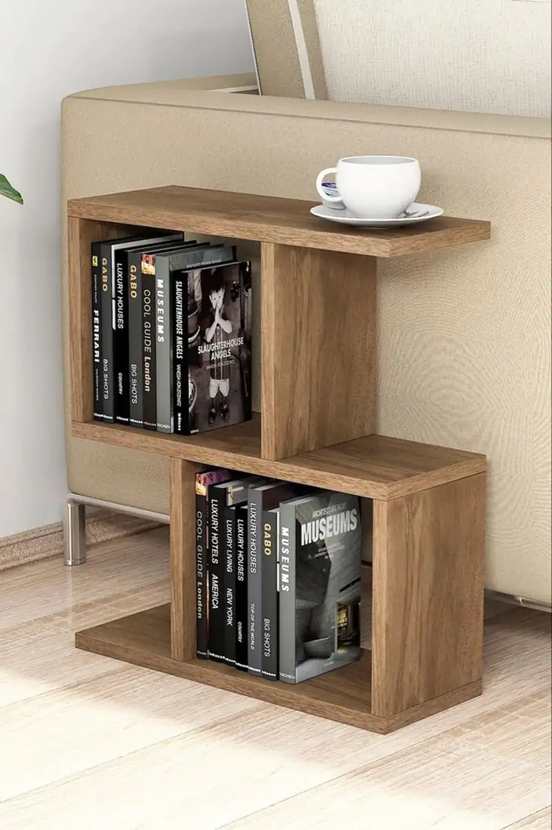 مدل کتابخانه خانگی کوچک کنار مبلی