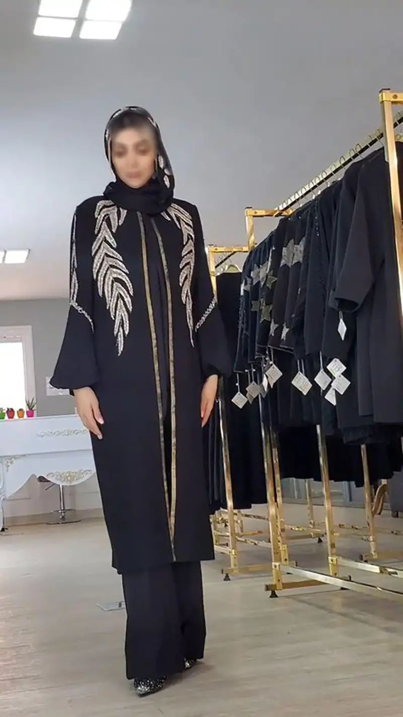 مانتو مجلسی شیک مشکی کارشده