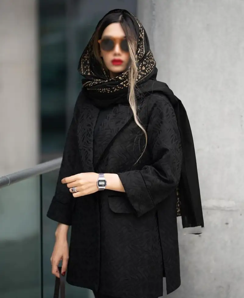 مدل مانتو مشکی یقه آرشال ترند سال