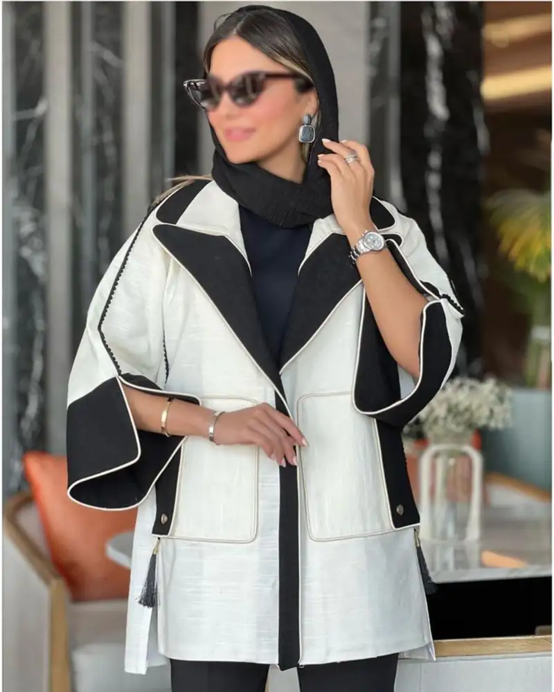 مدل مانتو سیاه و سفید جدید
