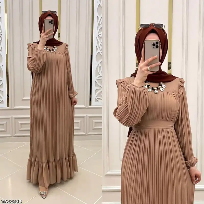 مدل پیراهن بلند پلیسه دار
