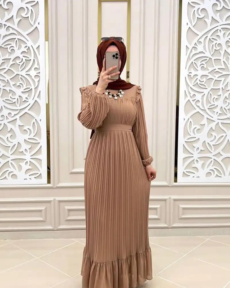 مدل پیراهن بلند پلیسه دار