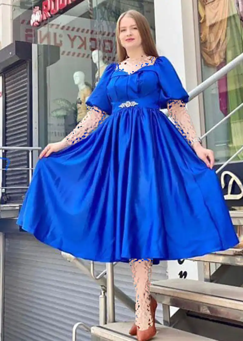 مدل لباس مجلسی آبی کاربنی