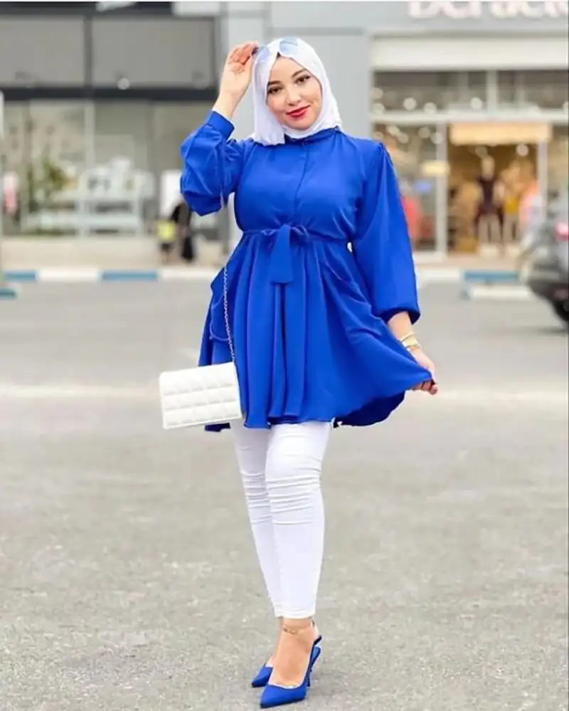 مدل مانتو تابستانی آبی کاربنی