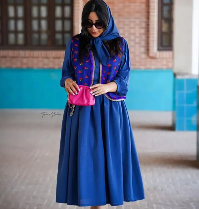 مدل مانتو تابستانی آبی کاربنی