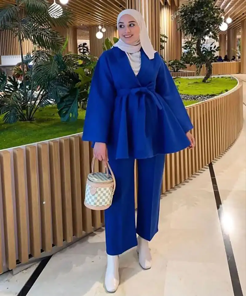 مدل مانتو تابستانی آبی کاربنی