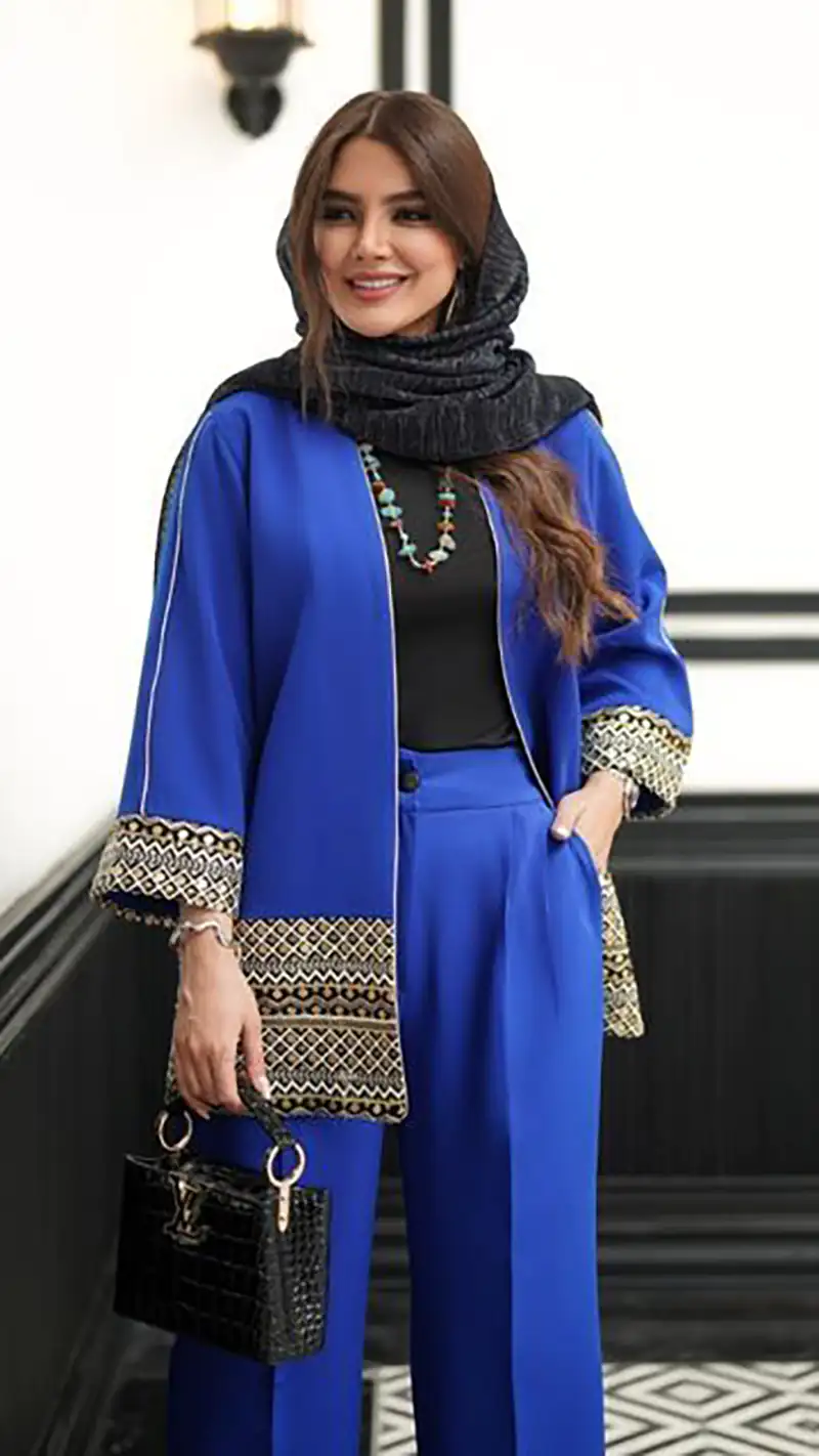 مدل مانتو تابستانی آبی کاربنی