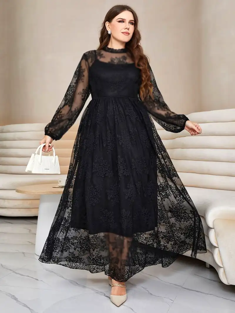 مدل پیراهن زنانه مشکی گیپوری