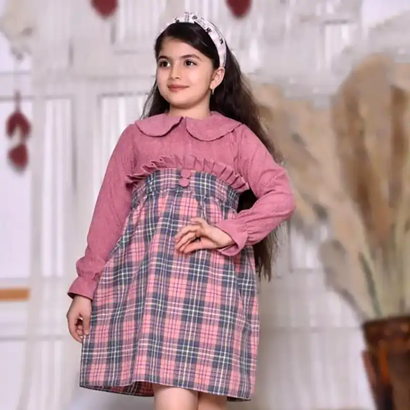 پیراهن چهارخونه چین چینی دخترانه