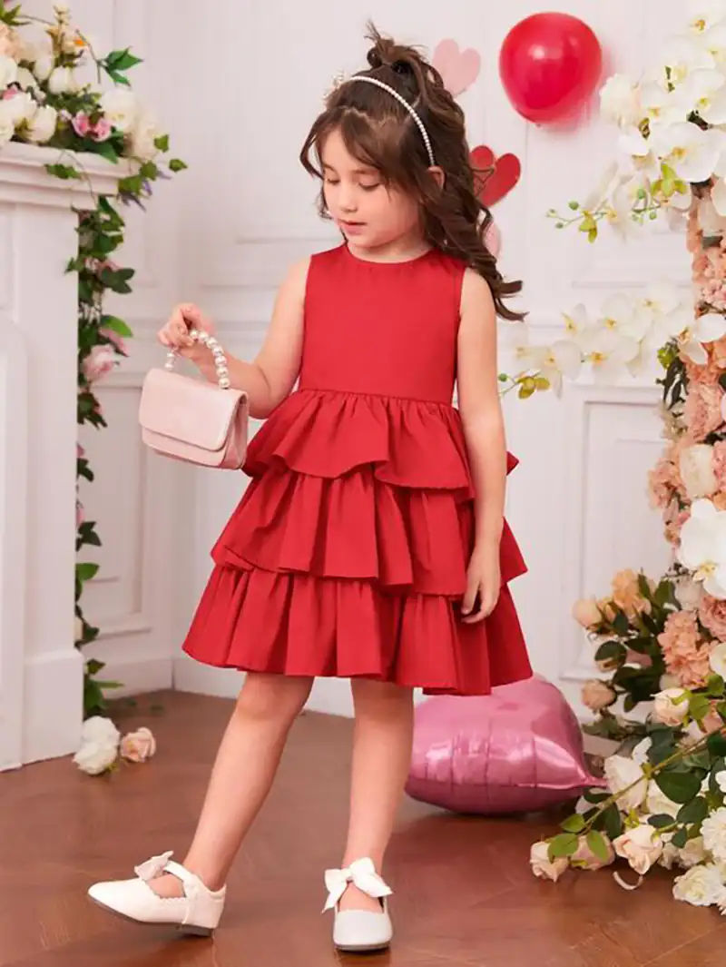 پیراهن چین دار طبقه ای دخترونه
