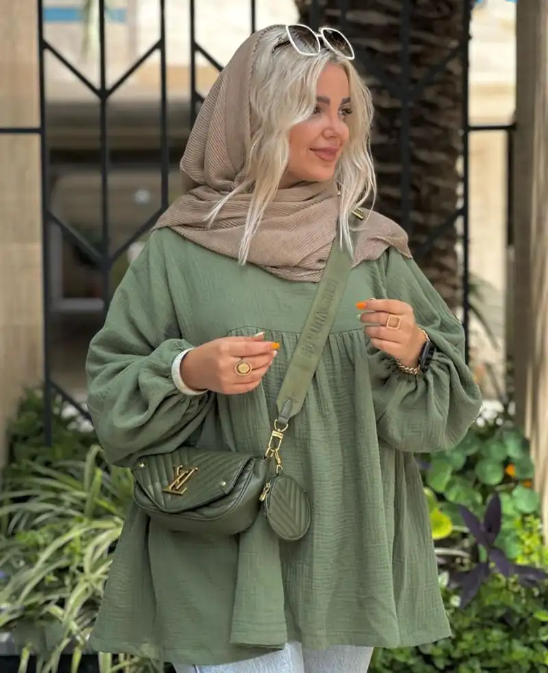 مدل مانتو جلو بسته دکمه دار گشاد