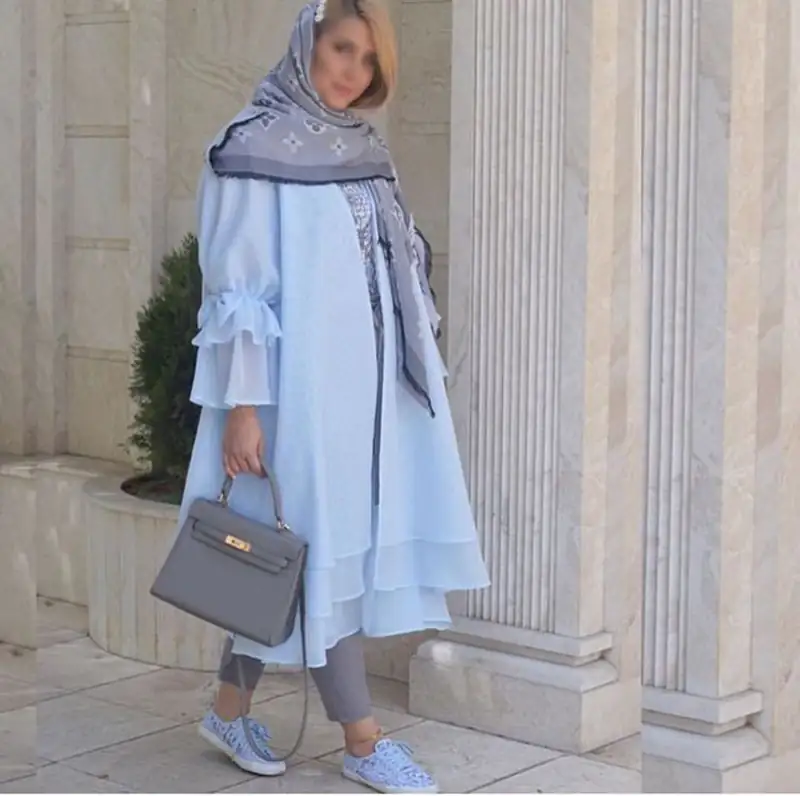 مدل مانتو رنگ آبی روشن