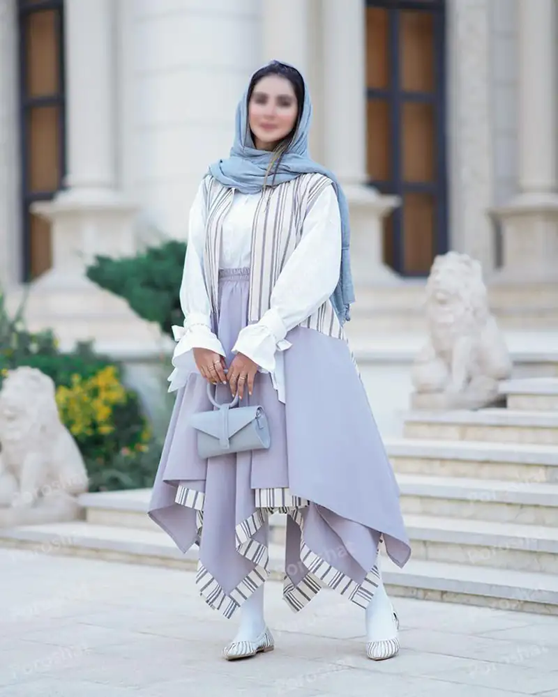 مدل مانتو رنگ آبی روشن