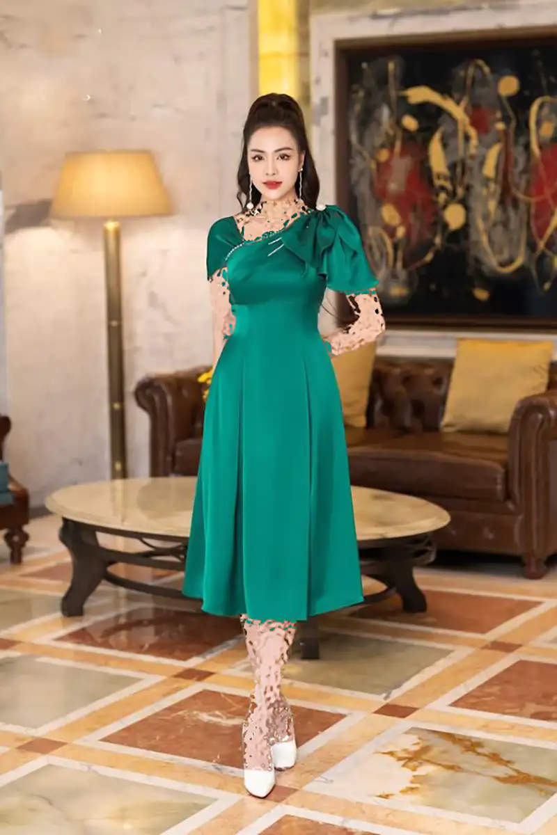 پیراهن ساتن امریکایی مجلسی