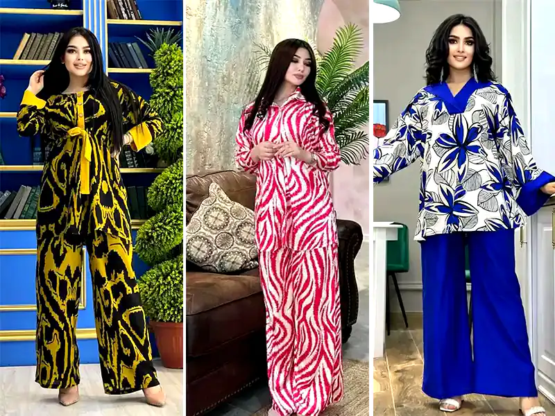 ست بلوز شلوار نخی شیک خانگی زنانه