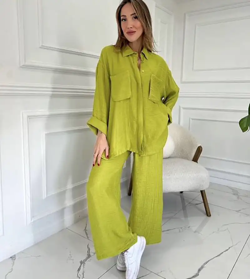 ست مانتو شلوار نخی لینن