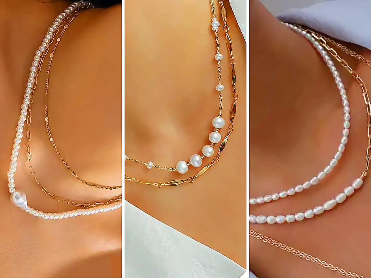 گردنبند طلا گوی و مروارید
