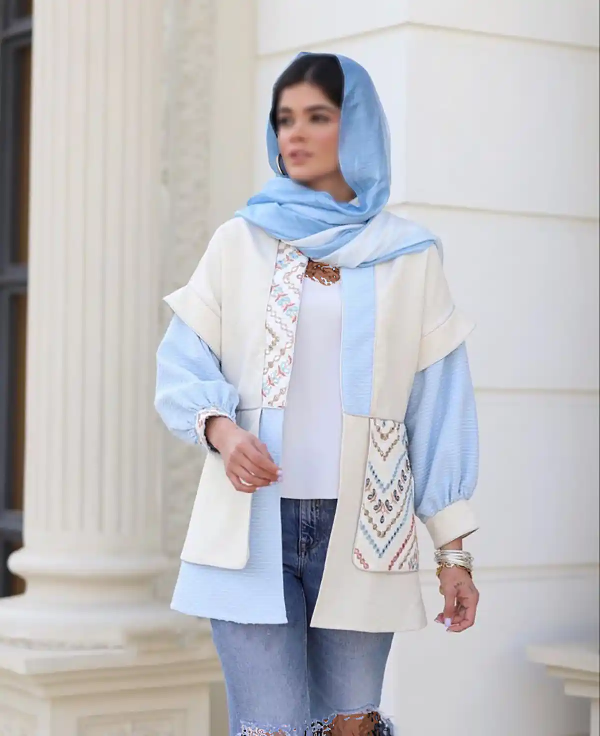 مانتو آبی کبود سنتی