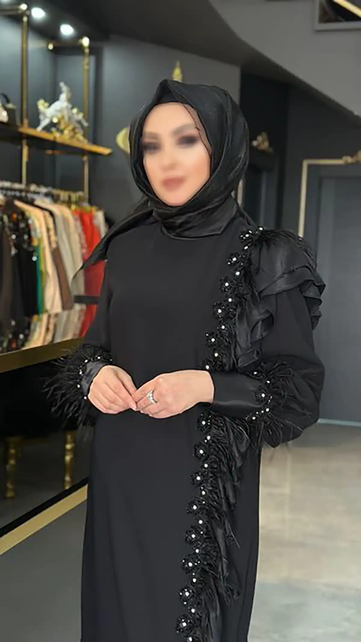 مانتو مشکی کرپ دیور