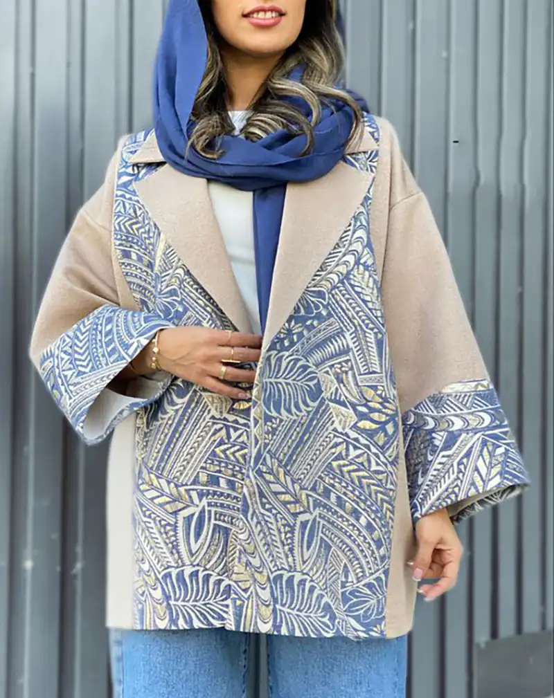 مانتو لاکچری با پارچه ژاکارد