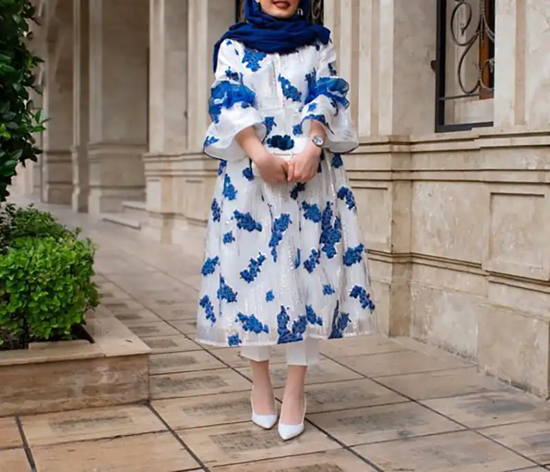 مانتو مجلسی سنتی طرح کاشی