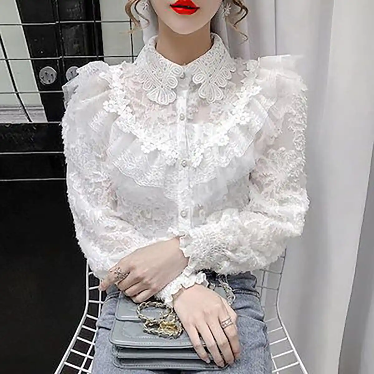 شومیز سفید کوتاه 