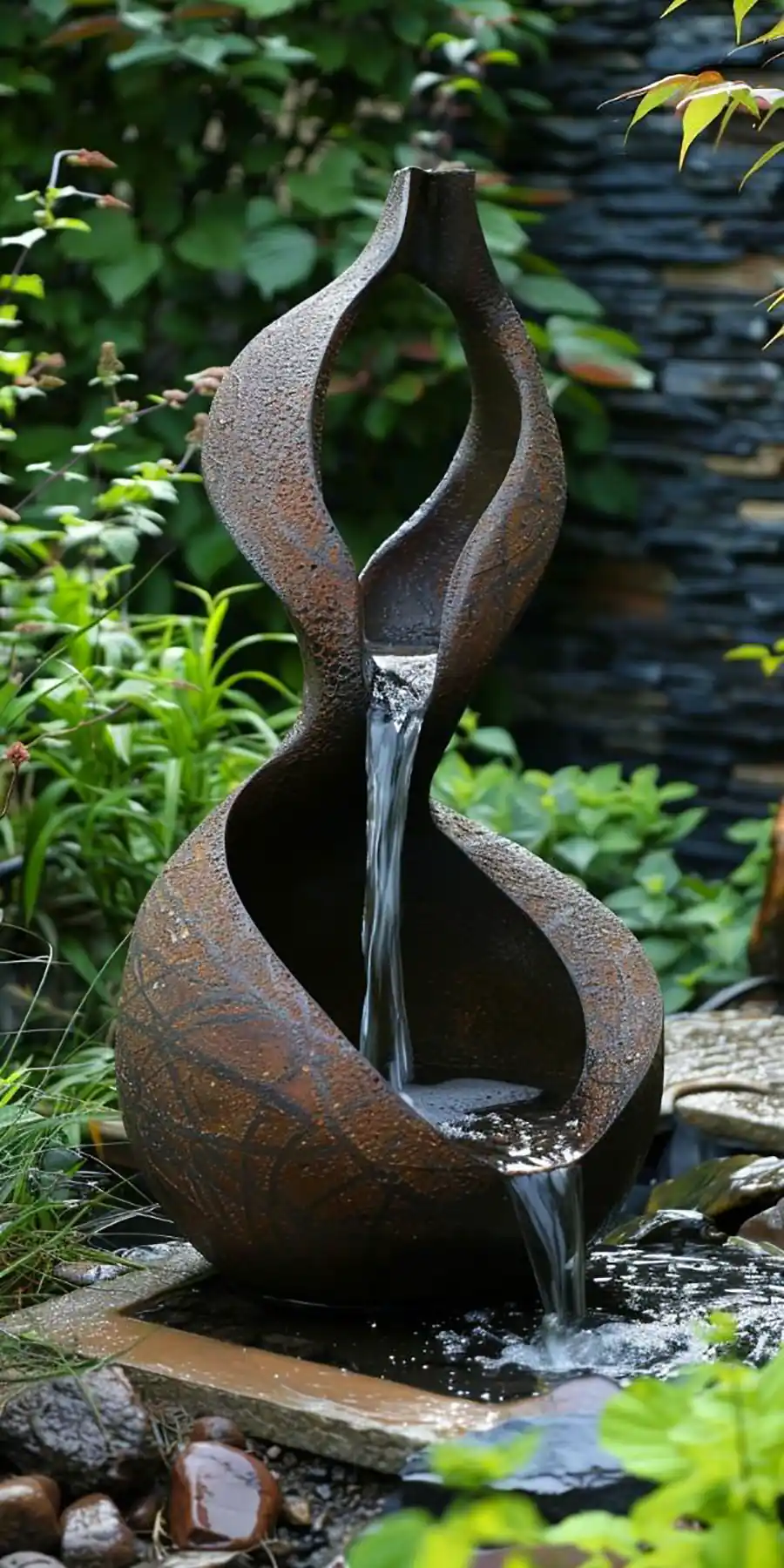 آبنمای روستیک باغ